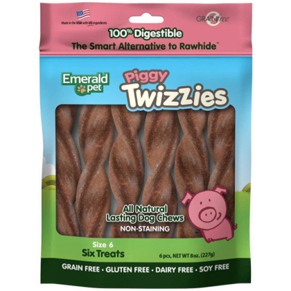 Emerald Pet Piggy Twizzies Natural Dog Chews - 6 count