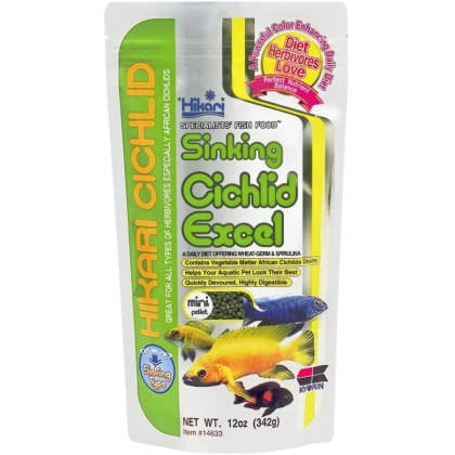 Hikari Cichlid Excel Sinking Fish Food - Mini Pellet - 12 oz