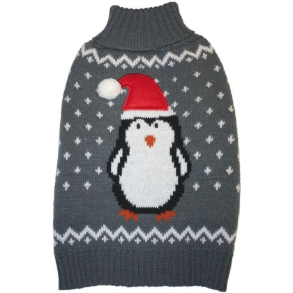 Fashion Pet Gray Penguin Dog Sweater - Small