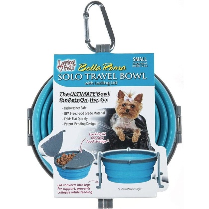 Loving Pets Bella Roma Blue Travel Bowl  - 1 count - Small