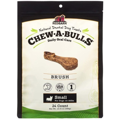 Redbarn Pet Products Chew-A-Bulls Brush Dental Dog Treats Small - 24 count