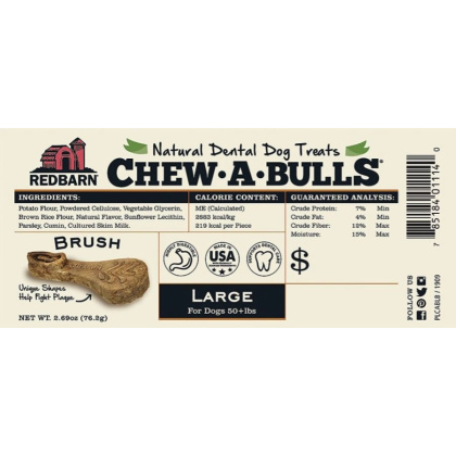 Redbarn Pet Products Chew-A-Bulls Brush Dental Dog Treats Large - 25 count